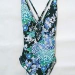Leilani 12 Black Turquoise One Piece Swim Suit in Turquoise on Black Blue Photo 0