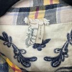 Gimmicks by BKE  Flannel Western Shirt Womens Medium‎ Yellow Blue Plaid Cotton Photo 5