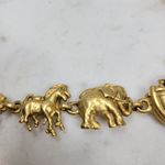 Vintage AJC Noahs Ark Bracelet 7" Gold Tone Animals Linked Metal Jewelry Photo 7