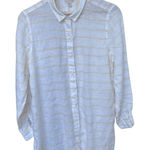 Garnet Hill Women's Petite M Striped Linen Blouse Multicolor Long Sleeve Photo 0