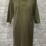 Talbots Olive Green Military Lace up Shirt Dress Photo 0