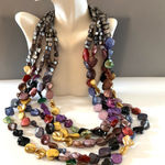 Barse Multi Color Mother Of Pearl Statement Necklace SS Chain and Clasp🔥 Purple Photo 0