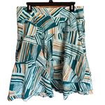 Odille by Anthropologie fully lined geometric print cotton skirt size 12 Blue Photo 1
