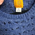 Ruby Rd  Road Open Knit Sweater Fringe Trim Heather Blue XL Photo 1