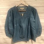 Madewell NWT Denim shirred balloon peasant top Photo 2
