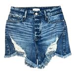 Good American Bombshell Shorts Size 0/25 Denim Medium Wash Distressed High Rise Photo 2