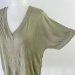Lumière New Rolled Short Sleeve V-Neck Tee Olive Green Photo 3