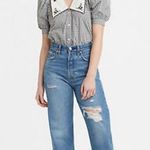 Levi's NWT Ribcage Medium Wash Distressed Denim Straight Ankle Jeans Photo 0