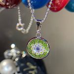 Sterling silver necklace with Italian murano pendant, NWOT Green Photo 0