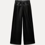 ZARA NWT BLACK BELTED WIDE LEG FAUX LEATHER PANT XL BLOGGERS FAVE Photo 4