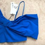 ZARA  Tied Bow Spaghetti Strap Crop Top in Bluish Photo 8