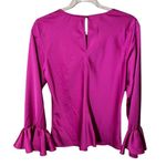 J.Crew Pink Bell Sleeve Satin Blouse Size Medium Top Business Career Photo 4