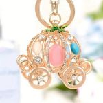 New Cinderella's Pumpkin Coach Bag Charm Keychain Pink Turquoise Amber Gold Photo 0