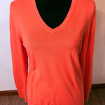 Tommy Hilfiger  V-neck Coral Orange Sweater Pima Cotton blend Preppy Academia L​ Photo 0