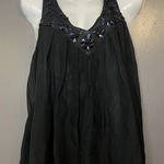 Rebecca Taylor  Shirt Womens 6 Black Silk Beaded Embellished Flowy Tank Top Photo 0