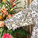 ZARA  V-neck Long Voluminous Abstract Printed Tiered Dress in White/Black Photo 3