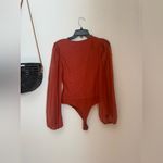 Privy NWT  Rust Orange Long Sleeve Wrap Bodysuit, Size Medium Photo 1