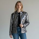 ZARA NWOT All Over Heavy Sequins Bloggers Fave Jacket / Blazer Black Medium Wool Photo 1