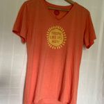 Life is Good cool tee v neck “tropic like it’s hot” sun coral and yellow tee L Photo 4