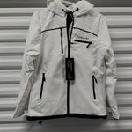 PinFin Womens Hooded Windbreaker Jacket Sz Medium White Outdoor Hiking Rain Coat Photo 0