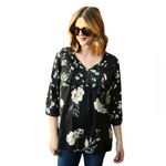 A pea in the pod  Floral Maternity Blouse Black Cream Whimsigoth Womens Medium Photo 1