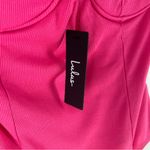 Lulus  Vibrant Pink Stretch‎ Ribbed Sleeveless Wired Bra Thong Bodysuit NWT XL Photo 5