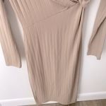 ASTR the Label Ribbed Bodycon Midi Dress Sz M Twist Front Long Sleeve Minimalist Photo 4