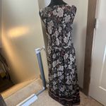 Garnet Hill Dark Floral Sleeveless Maxi Dress Cinch Waist Faux Wrap Top Scoop L Photo 4
