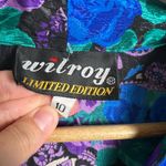 Vintage Wilroy Rare Purple Blue Floral Paisley Satin Long Sleeve Blouse Size 10 Photo 5