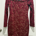Windsor  Red Lace Dress Medium Bodycon Long Sleeve Women’s Holiday Party Sexy M Photo 0