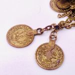 Handmade NWT Boho Turquoise & Shell Cluster Necklace Antique Gold Tone Chain Coins Beachy Photo 7