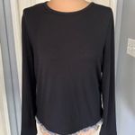 Kate Spade Broome Street Black Mixed Media Striped Back Panel Crewneck Sweater Photo 1