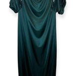 ZARA TRF Emerald Green Satin Cowl Midi Dress S NWT Cold Shoulder Holiday Formal Photo 0
