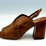 sbicca Real Leather Sling Back Chunky Heel Peep Toe Windor Brown size 7 Photo 8