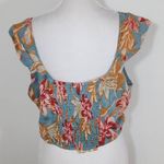 Band of Gypsies  Blue and Red Floral Boho Crop Top Size Large NWT Blue Crop Top Photo 4