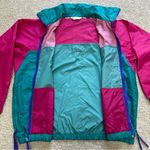 Columbia Vintage Windbreaker Jacket Green Pink Zip Up Hood Women Size XL Photo 5