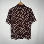 TANZERINA! Brown Leaf Print Mock Neck Short Sleeve Top Womens Sz L Size L Photo 2