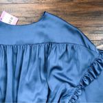 Kate Spade  • Belted Satin Midi Dress ruffle trim short sleeve Antique Blue Photo 14