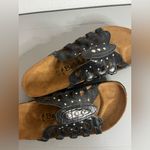 Betula Butterfly Black Crocodile Embossed Skin Look Studded Sandals Tan Size 11 Photo 3