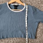 Nina Leonard  Blue Ribbed Cropped Sweater Retro Vintage Casual Large Photo 4