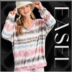 Easel Top Womens Size Small Tie Dye Sweatshirt Neutral Earth Tones Relaxed Fit Photo 1