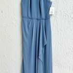 David's Bridal David’s Bridal High neck chiffon bridesmaid dress maxi steel blue 2 new Photo 2