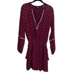 Paige  size Small Mini Dress Cherry Red Shanti Long Sleeve Polka Dot Embroidered Photo 8