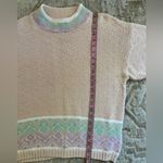Vintage 80’s 90’s peach floral fairisle mock neck pullover sweater Pink Size M Photo 5