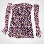 NWOT MISCREANTS Cupid Lace Mini Dress in Orange and Pink Floral, UK 12 (US 8) Black Photo 8