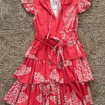 Anthropologie Red mini dress with ruffles and belt Photo 0