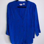 Levi's Levi’s Queen Anne’s Lace Blouse Button Front Nebulus Blue Women’s Size 2X Floral Photo 0