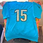 soccer numbered sports jersey turquoise blue short sleeve oversized Photo 4