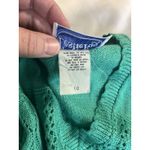 Leslie Fay VTG  Sweater Size 10 Green Crochet V Neck Pointelle Photo 8