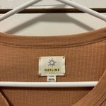 Aerie  Offline Ribbed Thermal Oversized Comfy Snap Collar Tan Photo 3
